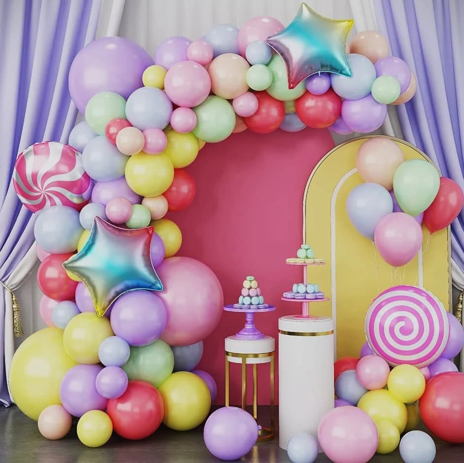 Candy-Themed Balloon Garland Arch Kit For Birthday And Party Celebration