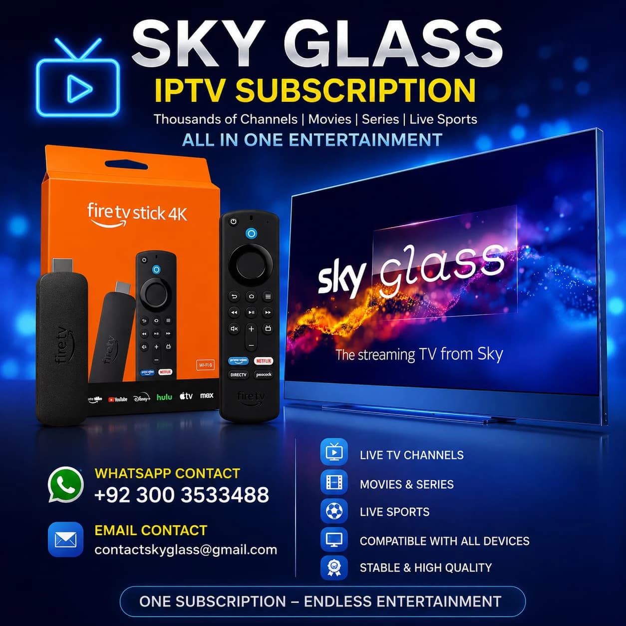 SKY GLASS IPTV – Best SmartOne IPTV Subscription UK