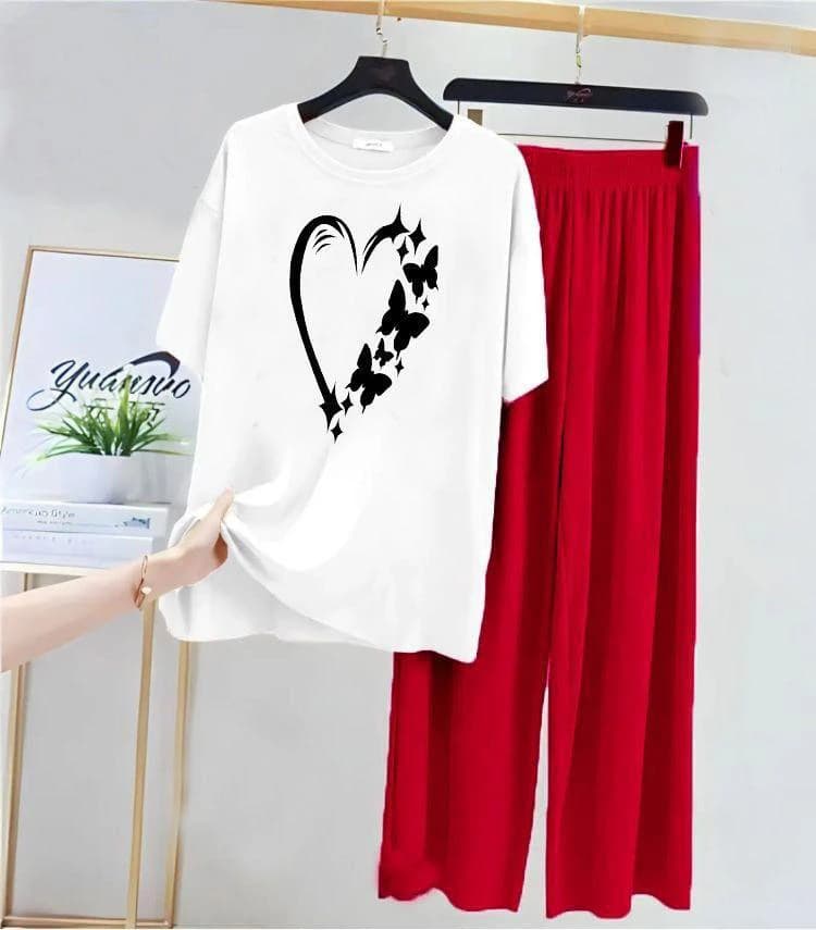 Cotton Printed Night Suit Red