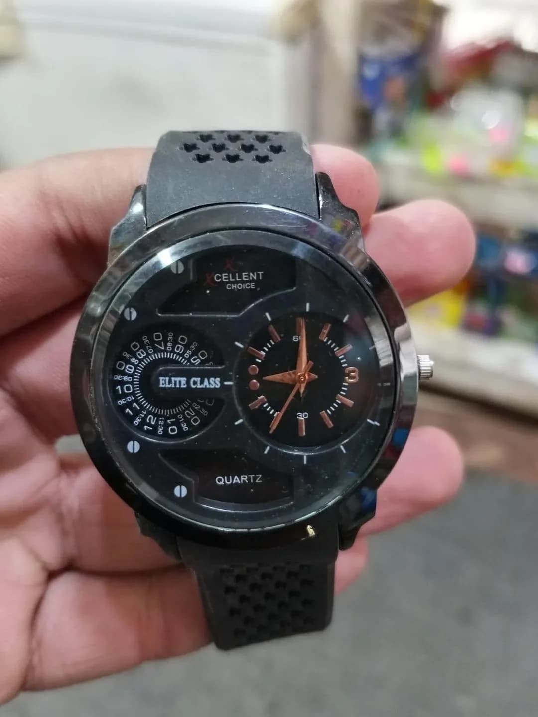 Oversized Matte Black Sport Watch with Asymmetrical Dial