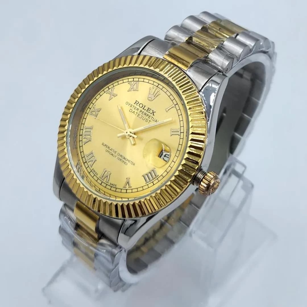 Men's Rolex Submarmer Gold Stainless steel chain watch 