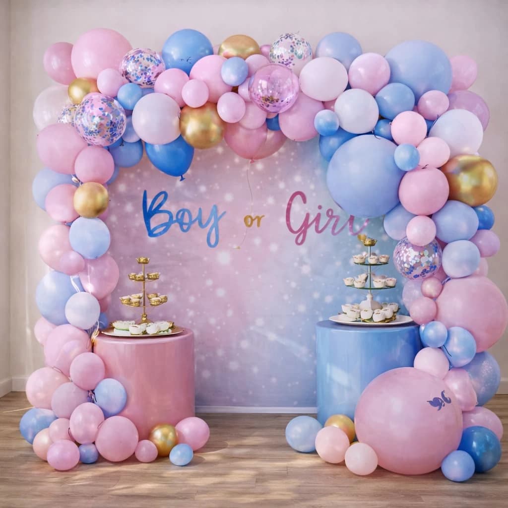 Pink & Blue Confetti Celebration Balloon Kit For Birthday and Party Celebration